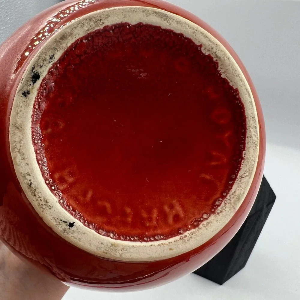 Vtg Royal‎ Haeger Red Burnt Orange Lava Drip Glaze Long Neck Bud Vase MCM 11.5